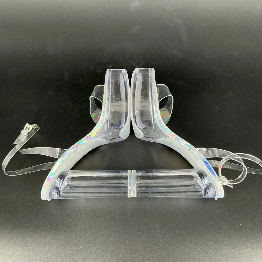 Jessica Rich x Steve‎ Madden Size 9 Clear Holographic Platform Heels NEW Nova